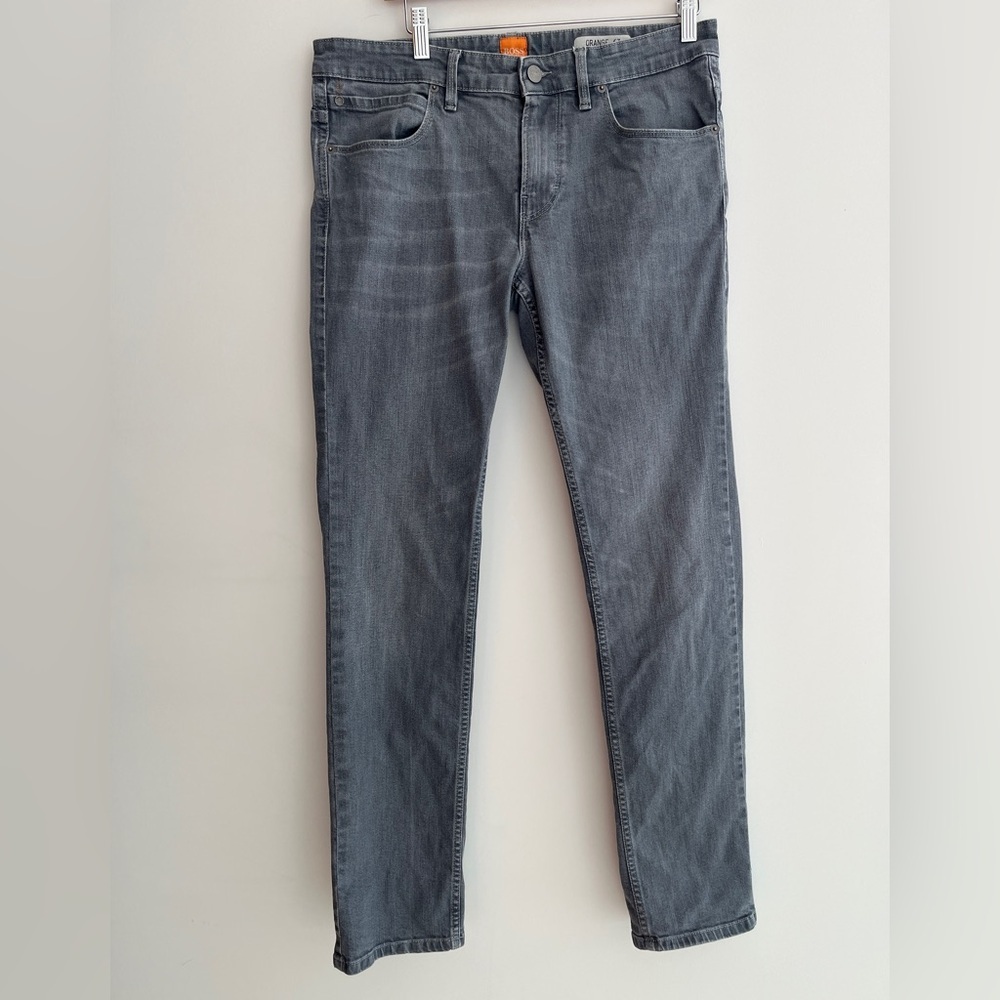 BOSS Orange63 Cliff Slim Fit  Men's Jeans 5 Pocket Design Grey Whiskers Designer